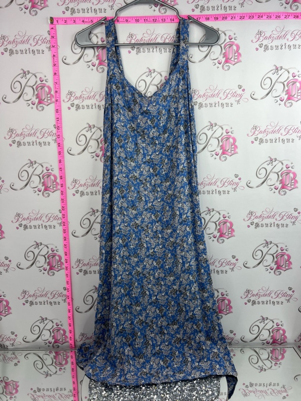 Simone dress long maxi style flowers Blue Floral blue white grey Maxi Dress